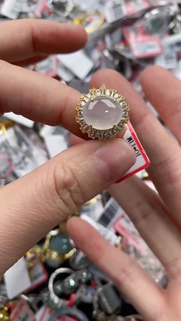 银S925镶嵌戒指翡翠5555----7