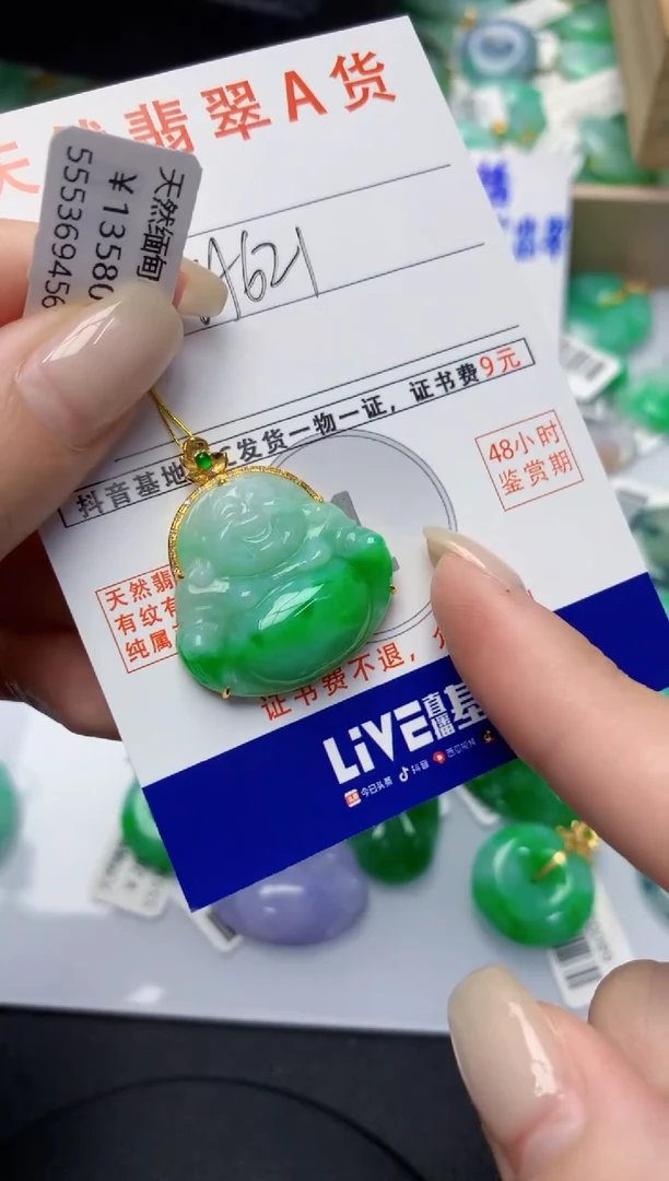 颈饰18K金镶嵌翡翠天然缅甸A货翡翠