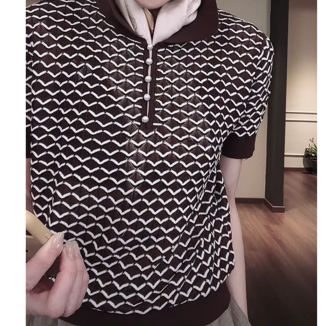 马大设计师 五福临门 扣子 进口面料  西装领 T恤 短袖 TX0199