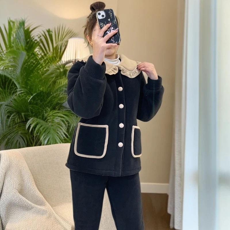 6171冬季女士海豚绒香风加厚时尚睡衣睡衣女款爆款2025新款小香风