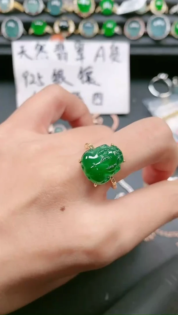 翡翠戒指银S925镶嵌1111