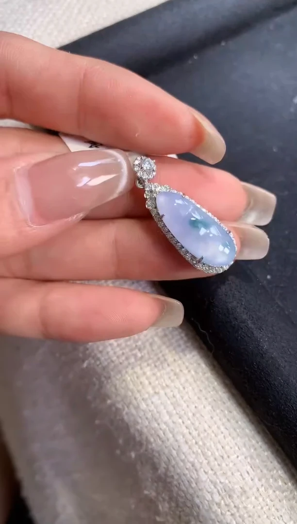 翡翠银S925镶嵌吊坠(不含链)【挽石珠宝】豆子