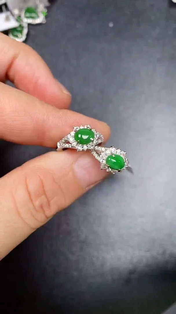 银S925镶嵌戒指翡翠3990