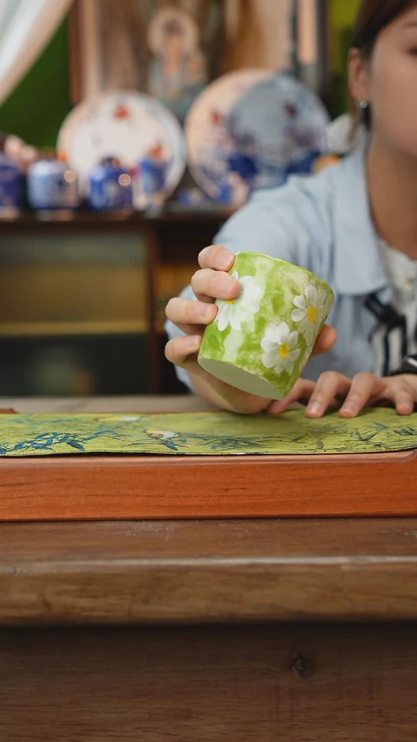 摆件景德镇釉下手绘陶瓷茶具，咖啡杯