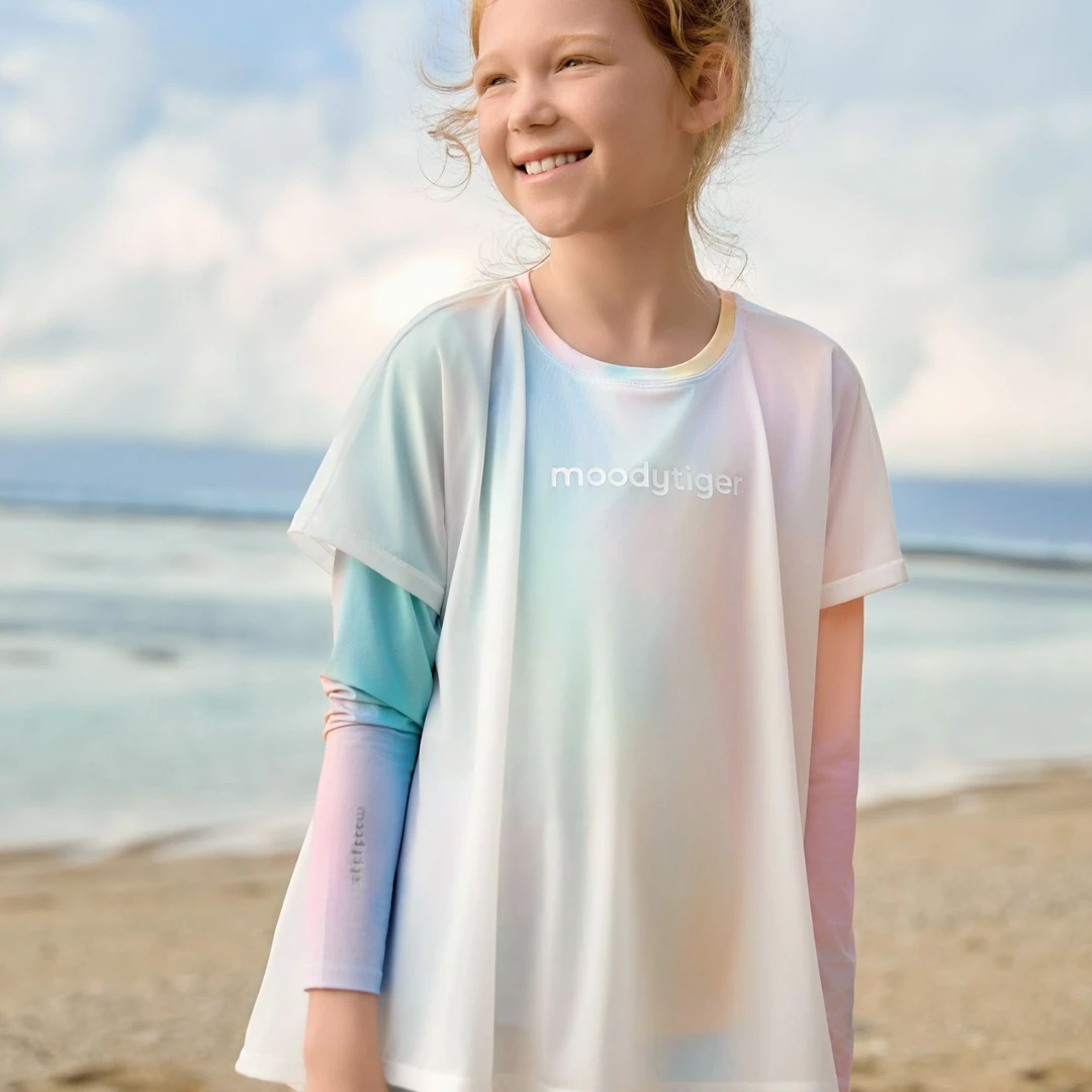 moodytiger女童仙女T恤夏季儿童防晒凉感速干长袖运动衫32210101