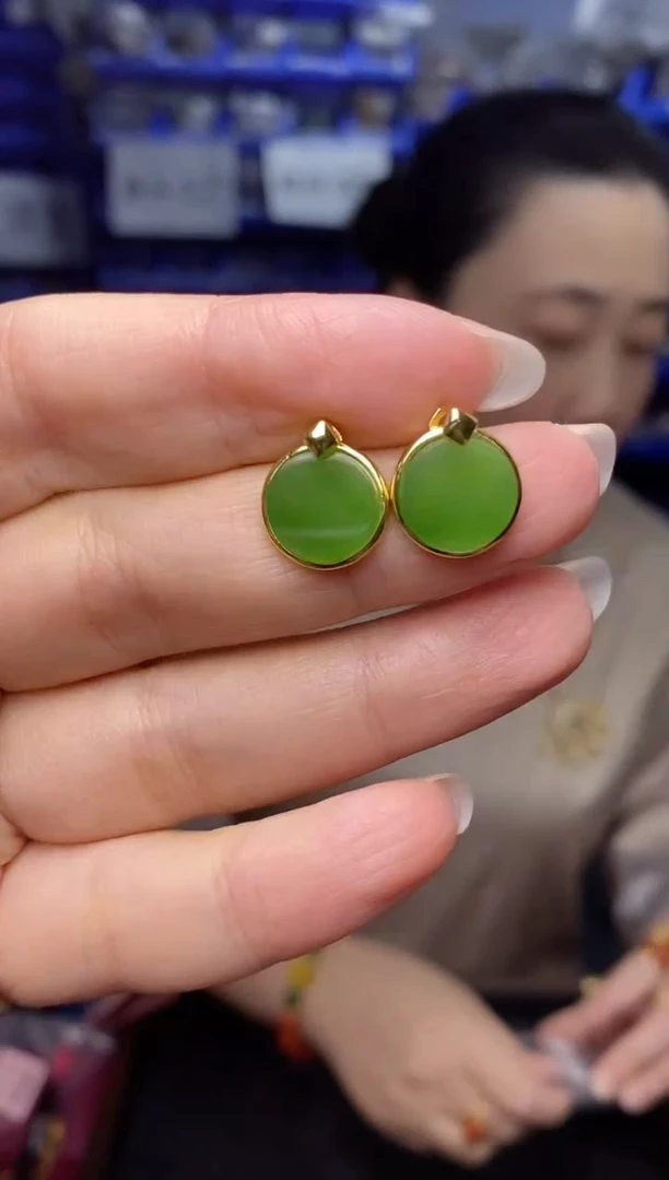 银S925镶嵌和田玉耳饰EZ3841