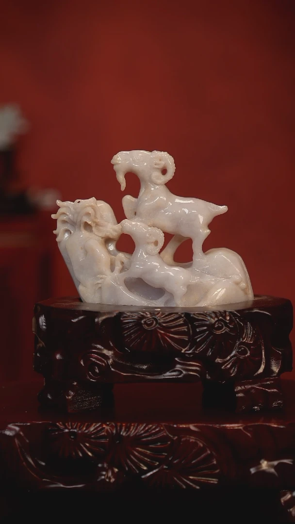 未镶嵌摆件翡翠双羊开泰