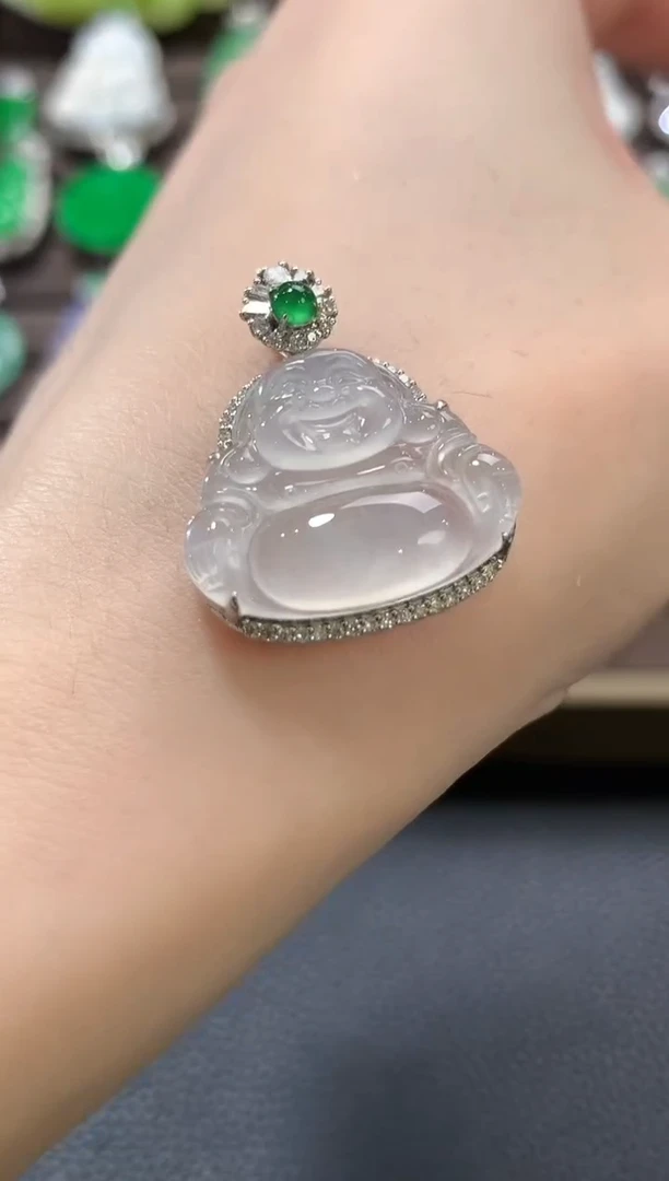 吊坠(不含链)18K金镶嵌翡翠a63