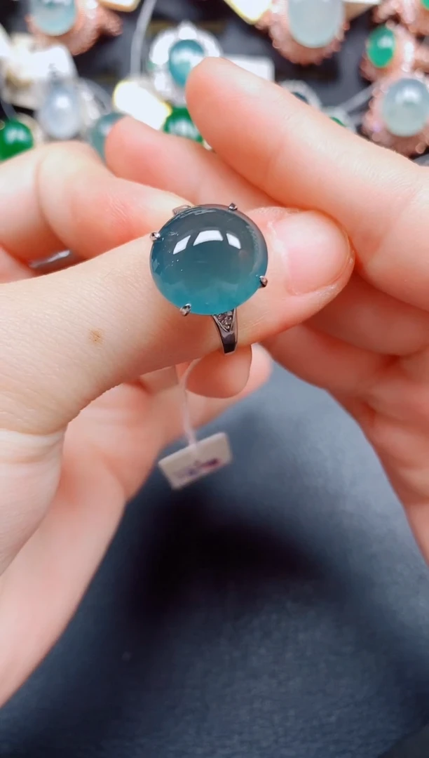 银S925镶嵌戒指翡翠翡翠