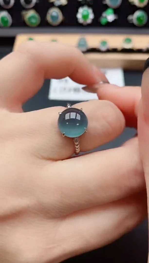 银S925镶嵌戒指翡翠1