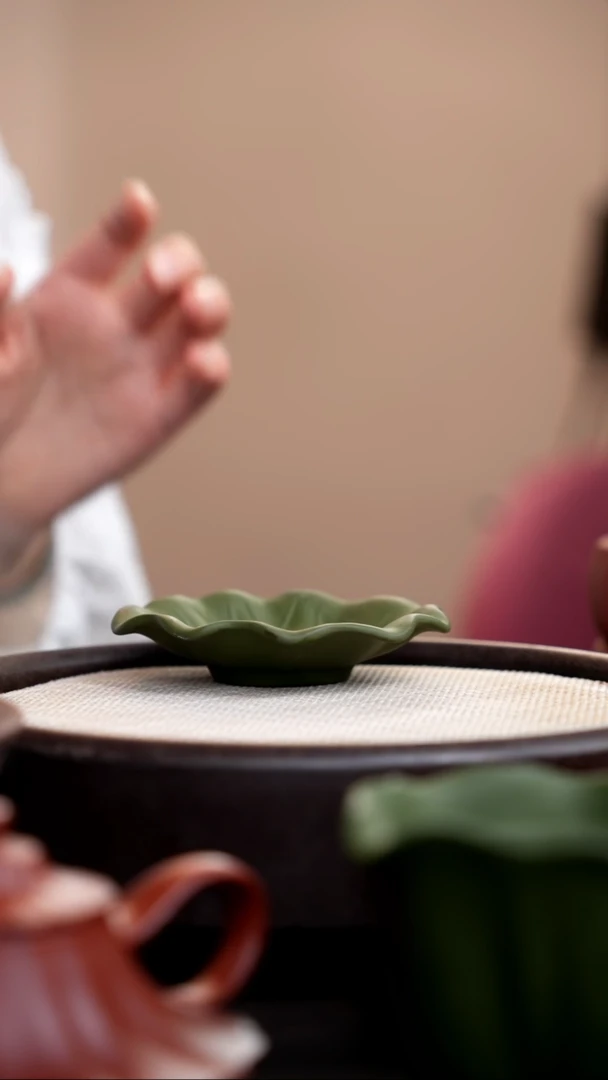 茶壶紫砂民国绿荷叶杯垫