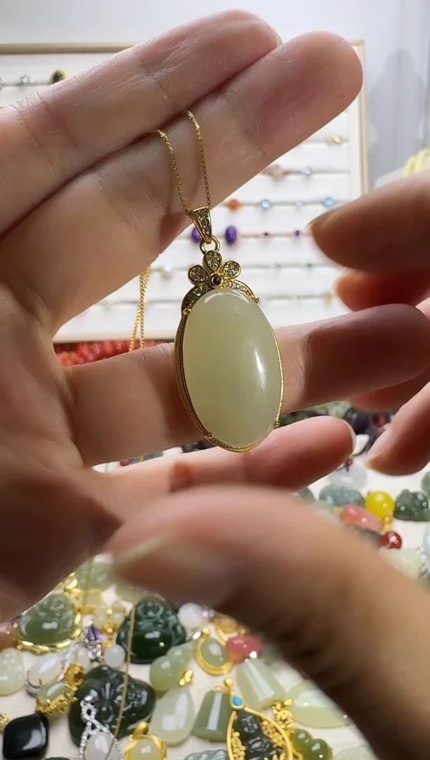 吊坠(不含链)银S925镶嵌和田玉吊坠(不含链) 银S925镶嵌 和田玉