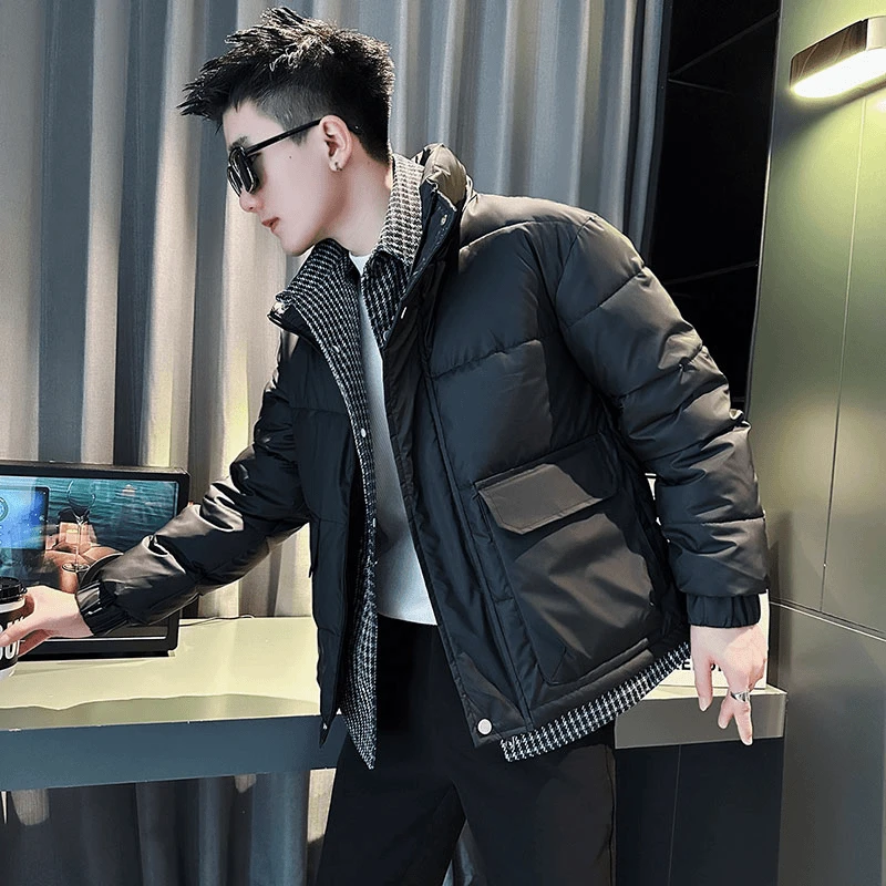 假两件男士棉衣外套冬季棉服韩版立领男式冬天外衣加厚保暖棉袄子