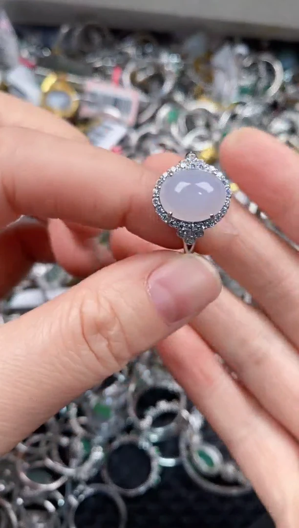 银S925镶嵌戒指翡翠444              1