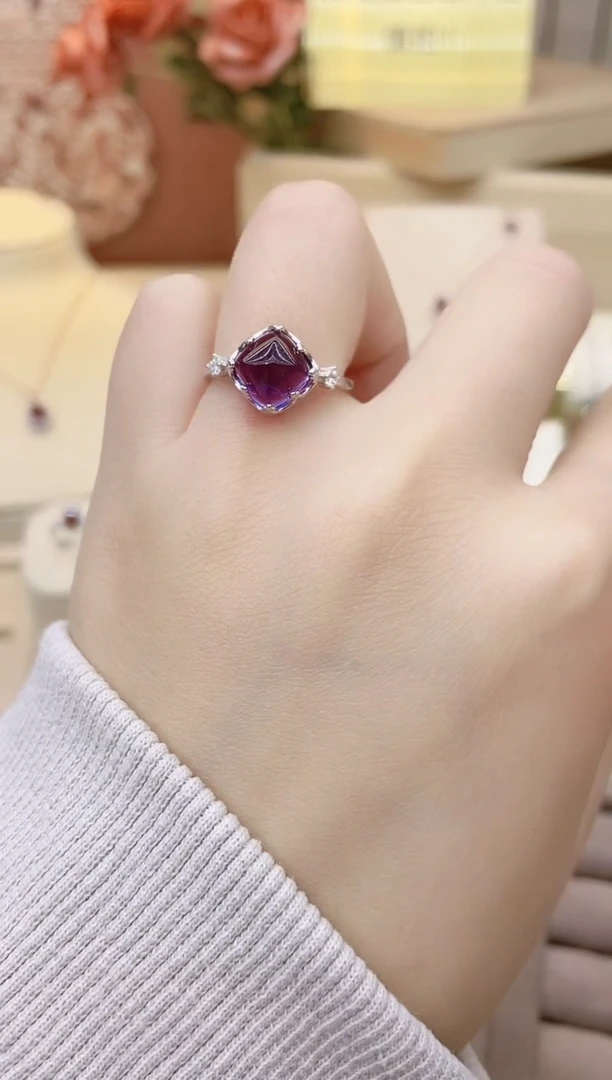 【闪购商品】紫晶戒指银S925镶嵌紫水晶