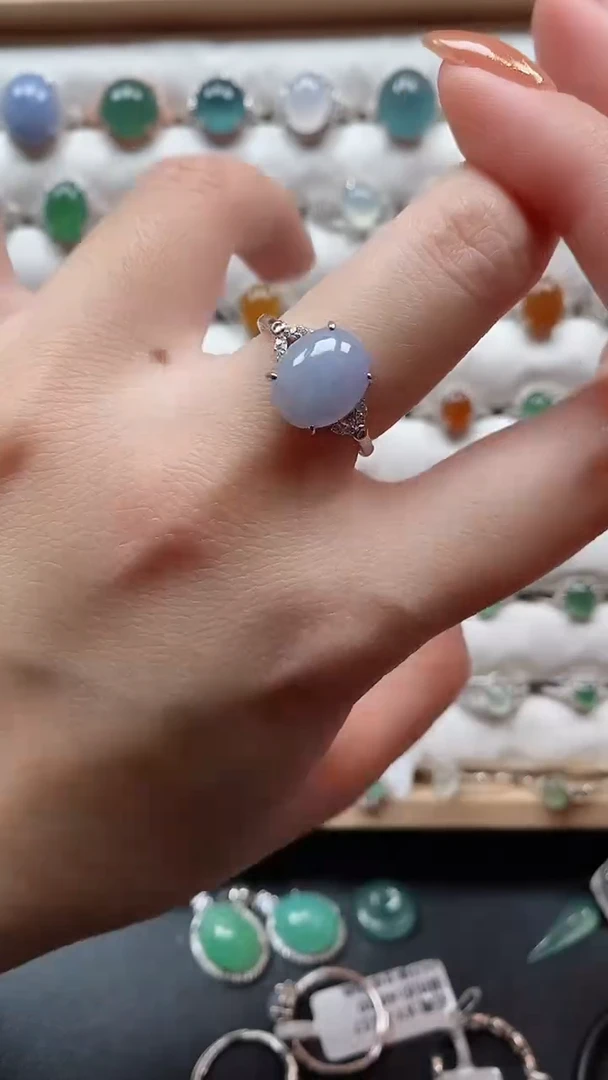 【闪购商品】翡翠戒指银S925镶嵌一物一证一礼盒