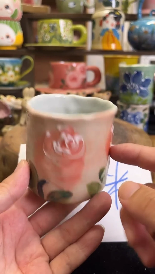 杯子手绘高温釉下陶瓷