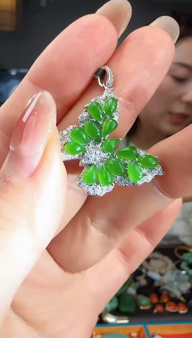 吊坠(不含链)银S925镶嵌和田玉1