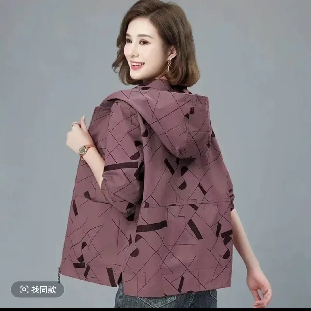 8193新款中年时尚宽松大码妈妈春装夹克外套洋气上衣新仓库3-2-3