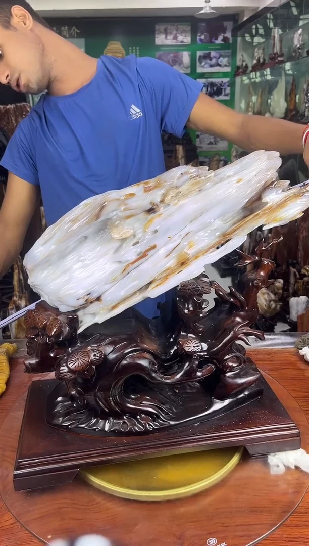 缅甸天然树化玉摆件