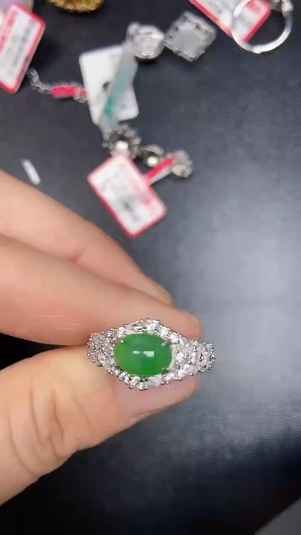 银S925镶嵌戒指翡翠3000