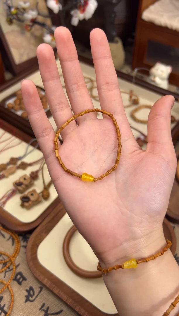 手串桃核【桃缘行】竹节「黄色葫芦」桃木桃核辟、挡、驱、护 备注手围