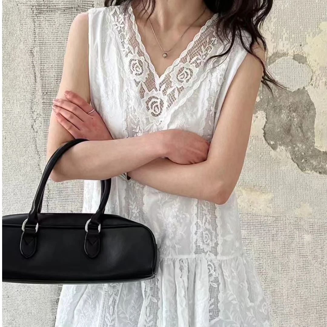 2025春夏法式中腰背心裙夏季V领女士简约设计师无袖小众叠穿神器