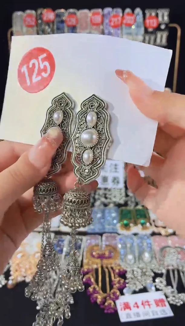 仿水晶铜合金125重工流苏发夹