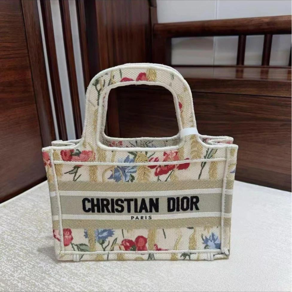 99新 DIOR/迪奥 Dior 迪奥  mini迷你托特 tote 米白花卉