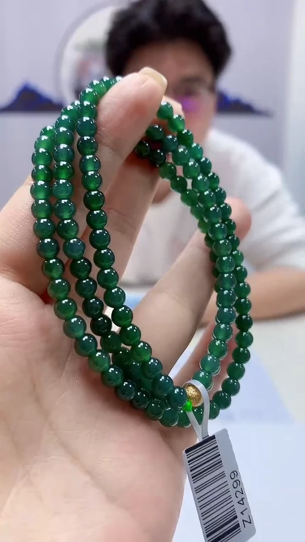 【闪购商品】定制翡翠未镶嵌4688ms-毛货120珠链