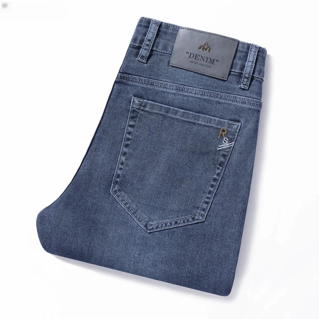 库约内姆KOYENEMAL牛仔裤新款夏季轻薄弹力修身直筒裤男装