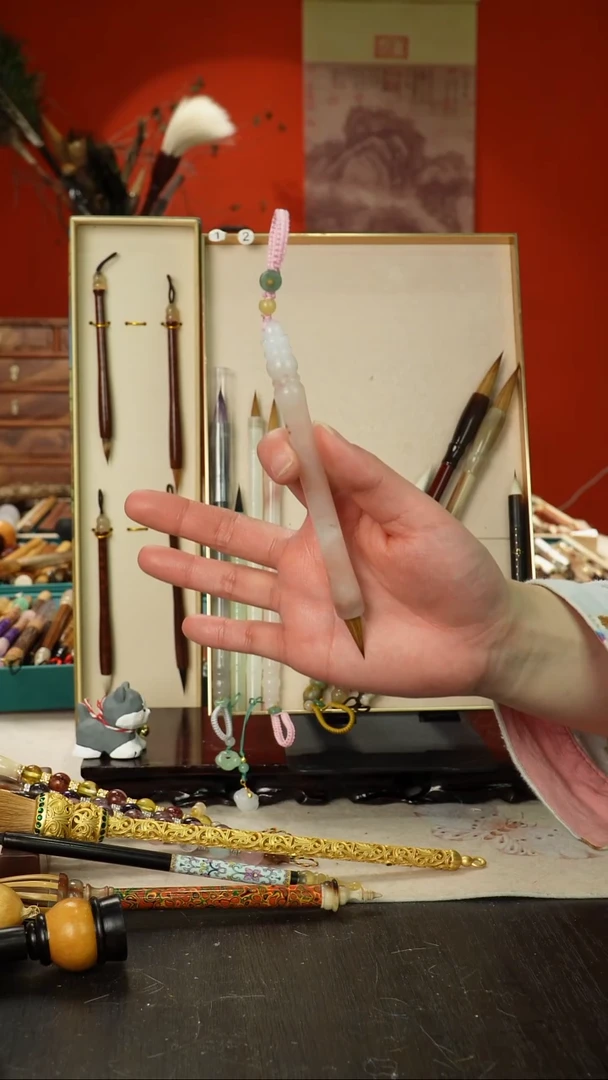 128号孤品高货毛笔链接 清水试笔 蘸墨不退