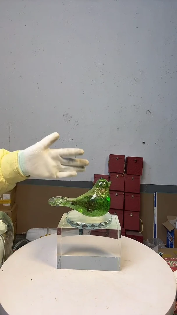 手工艺品琉璃淄博琉璃花瓶花器绿鸟