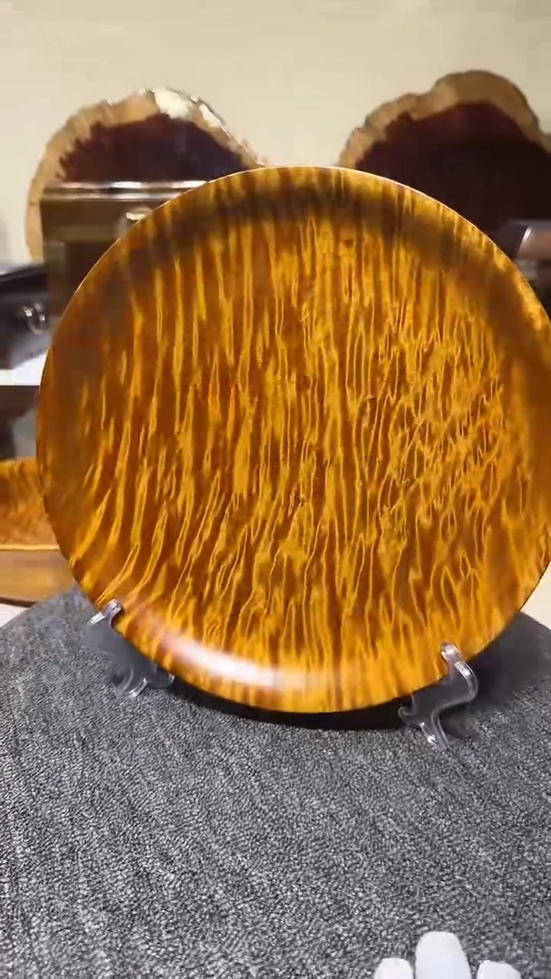 金丝楠木老料满水波圆盘 28.3-3.7cm