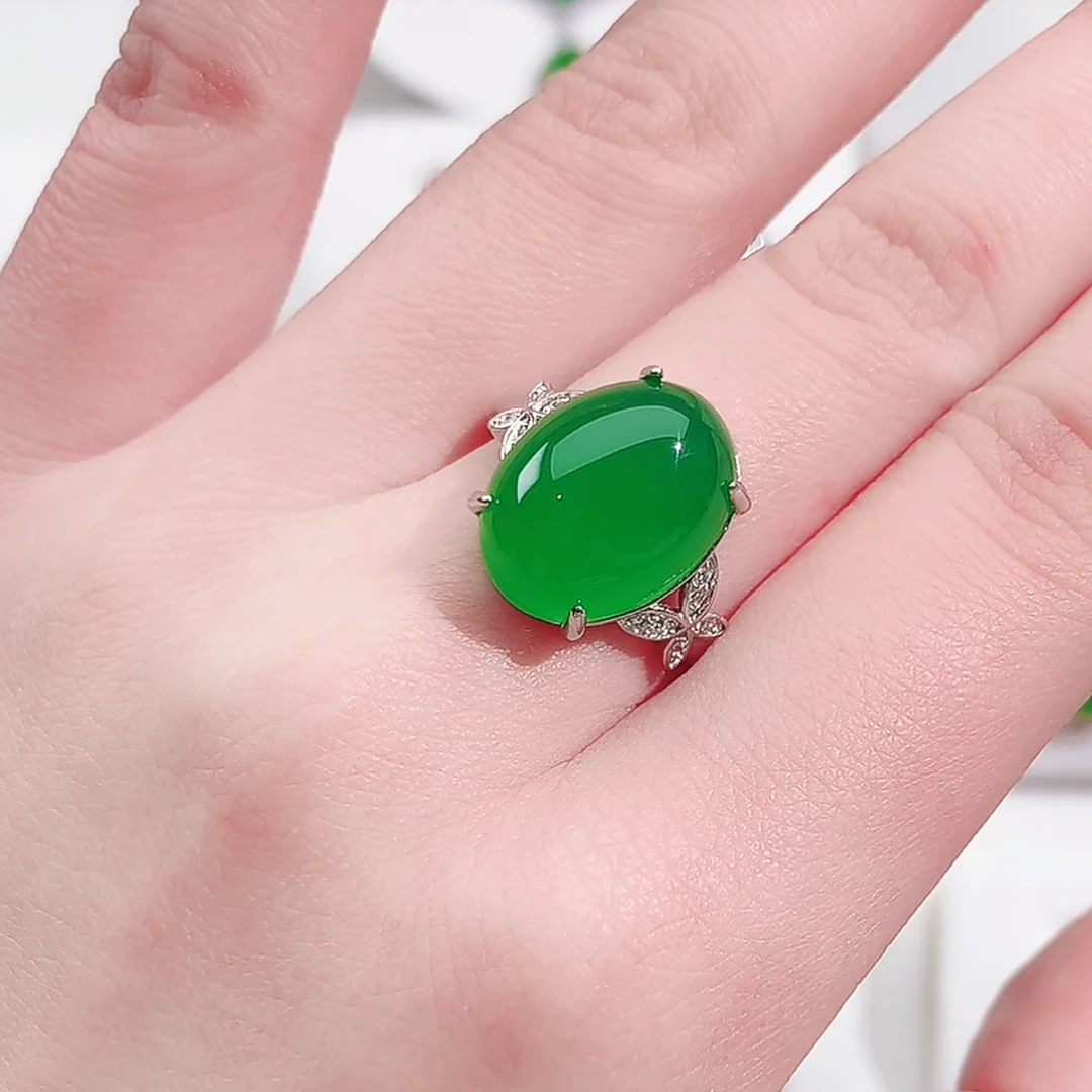 【品颂珠宝】天然珠宝玉石无纹无裂精致银色蝴蝶款戒指888