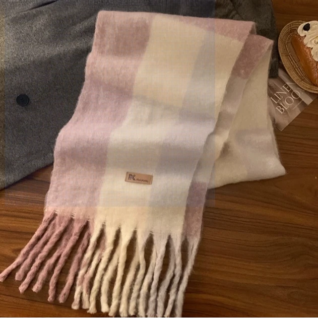 彩色格子秋冬氛围感加厚保暖多巴胺围巾