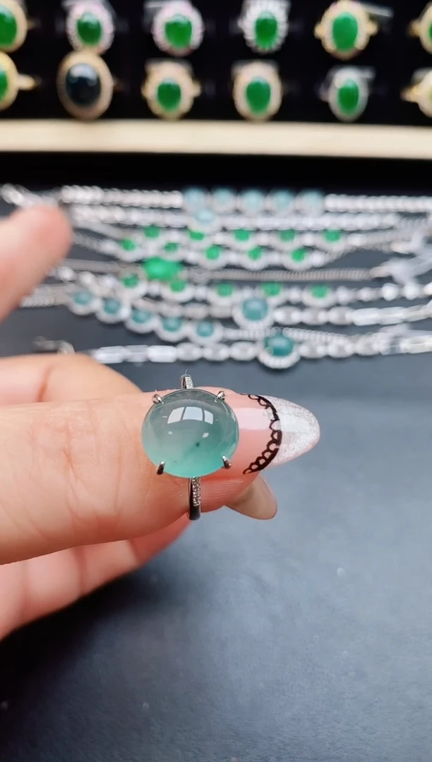 翡翠戒指银S925镶嵌508050