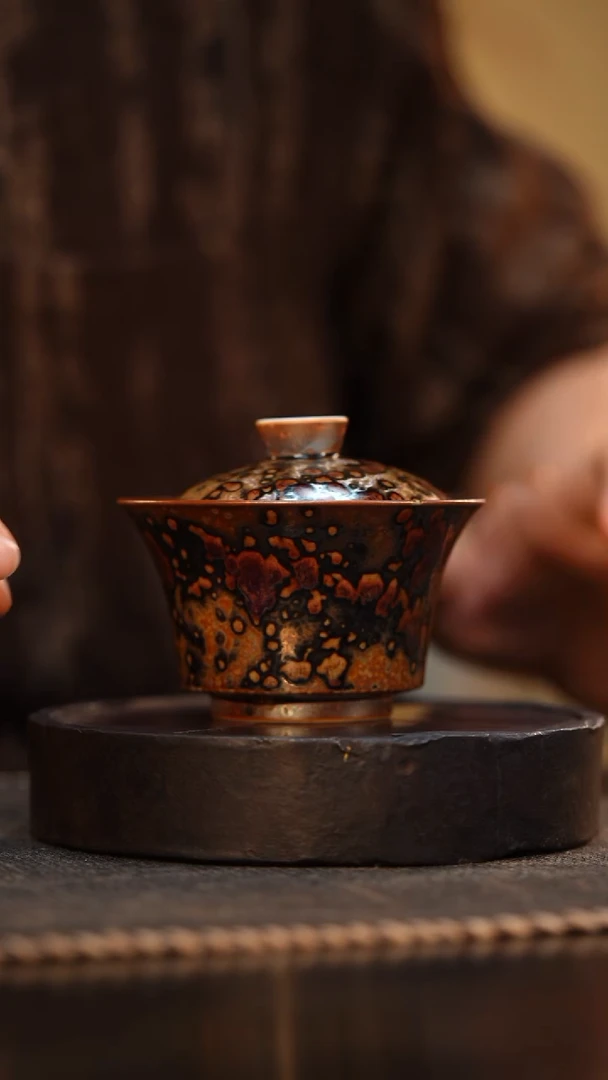 53柴房陶瓷柴烧盖碗