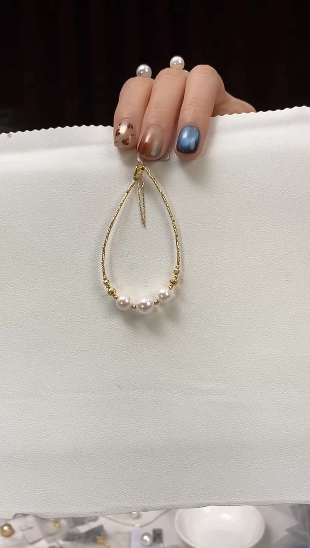 18K金镶嵌手链海水珍珠Akoya海水珍珠手链7-8.5