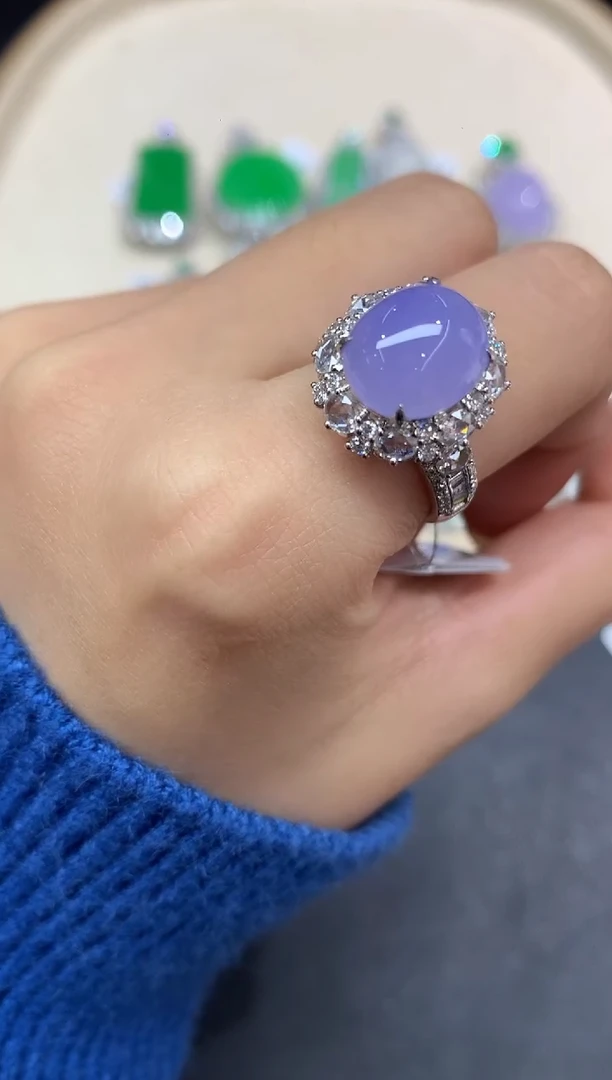 18K金镶嵌戒指翡翠戒指A125|39800