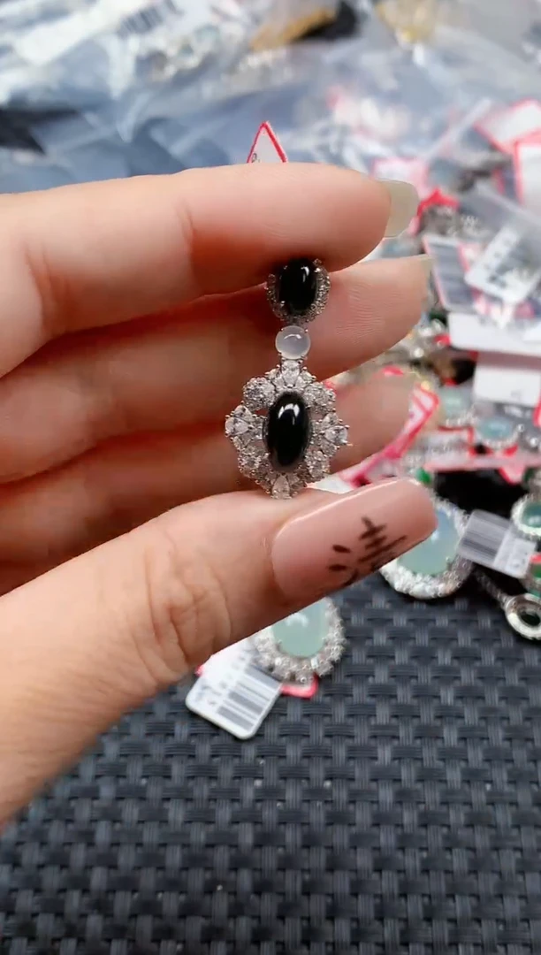 银S925镶嵌戒指翡翠天然A货缅甸翡翠