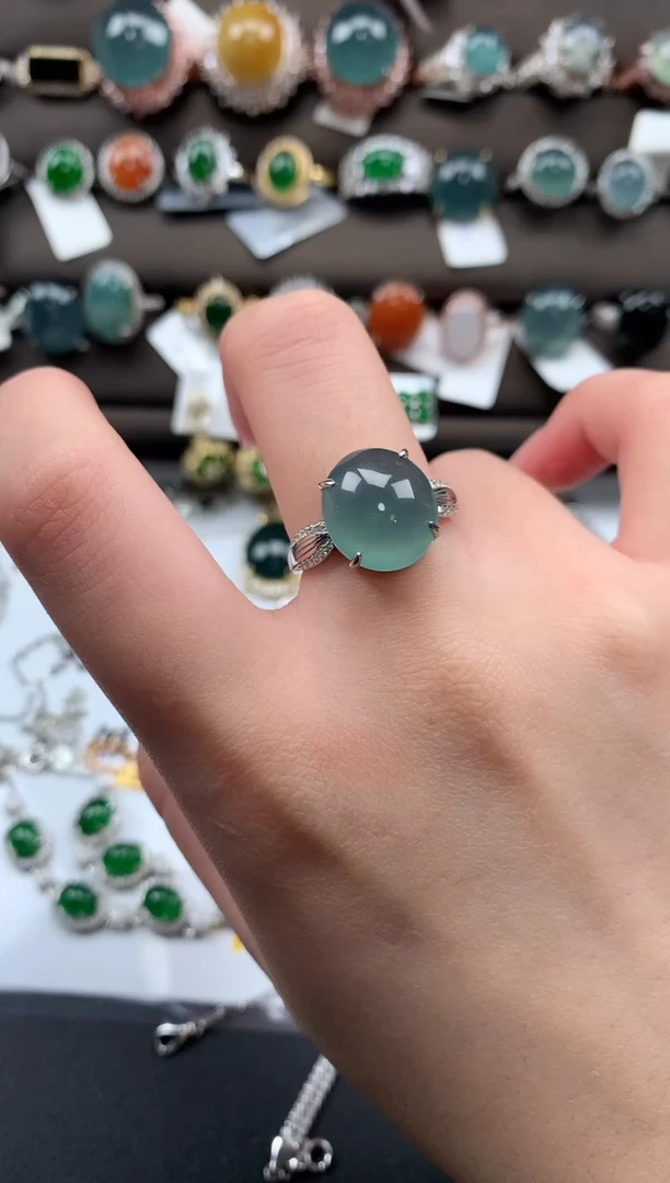 【闪购商品】翡翠戒指银S925镶嵌521412