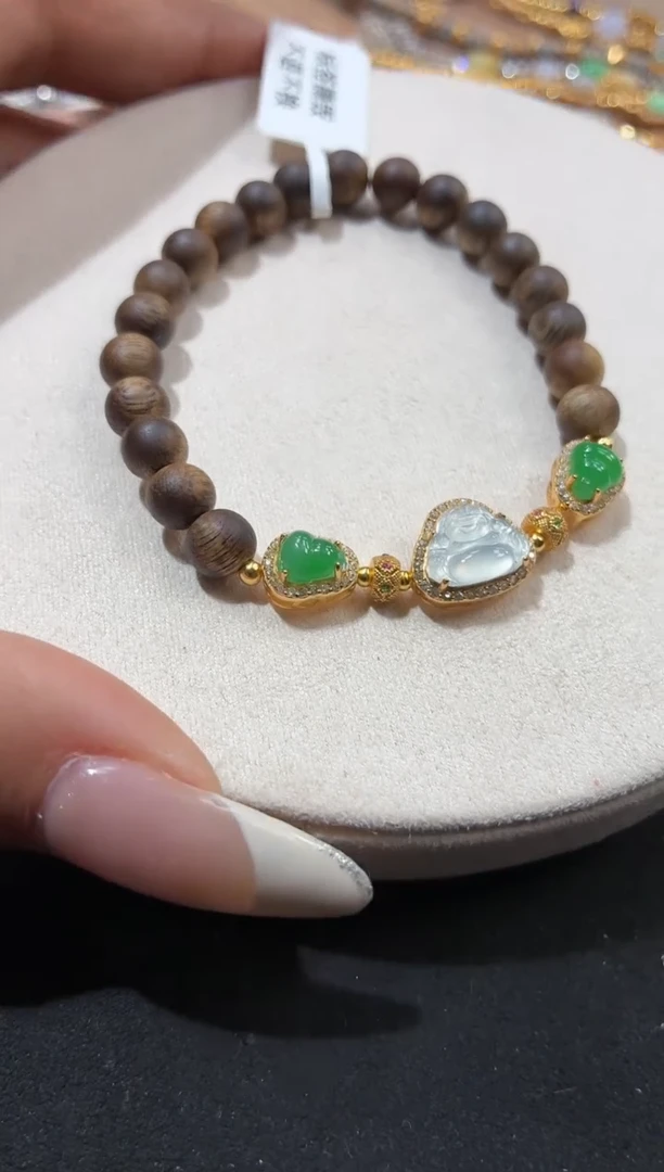 吊坠(不含链)银S925镶嵌翡翠手串