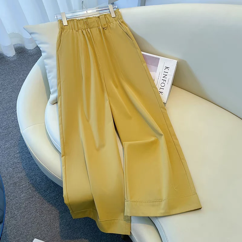 【夏季新品】薄款防晒凉感显瘦宽松九分裤垂感休闲花苞阔腿裤N9478