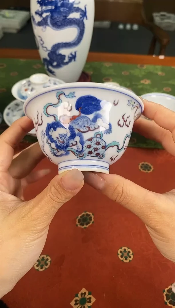 【闪购商品】斗彩女将军涂杏花狮子单杯