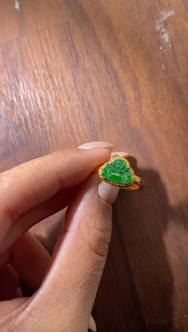 银S925镶嵌戒指翡翠佛公戒指