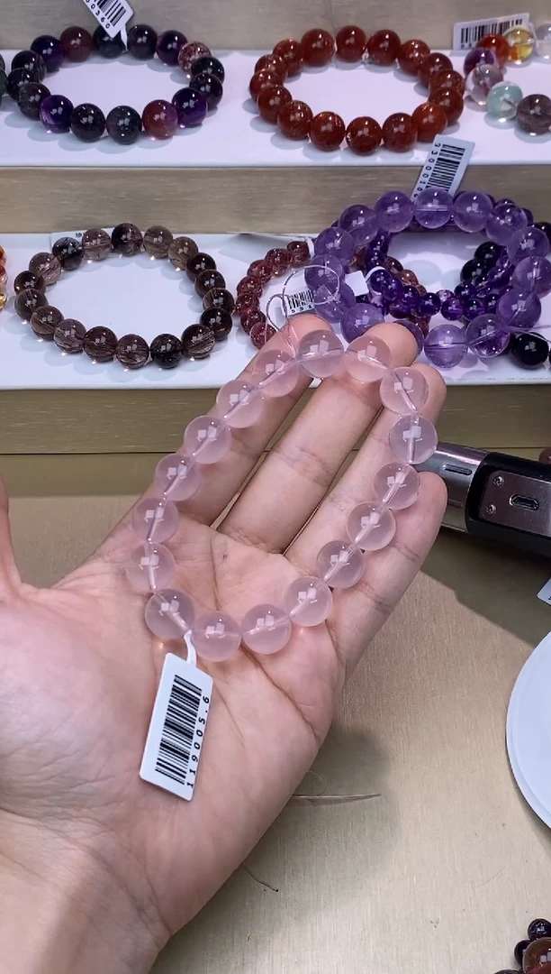 水晶手链未镶嵌六芒星光粉晶12m+