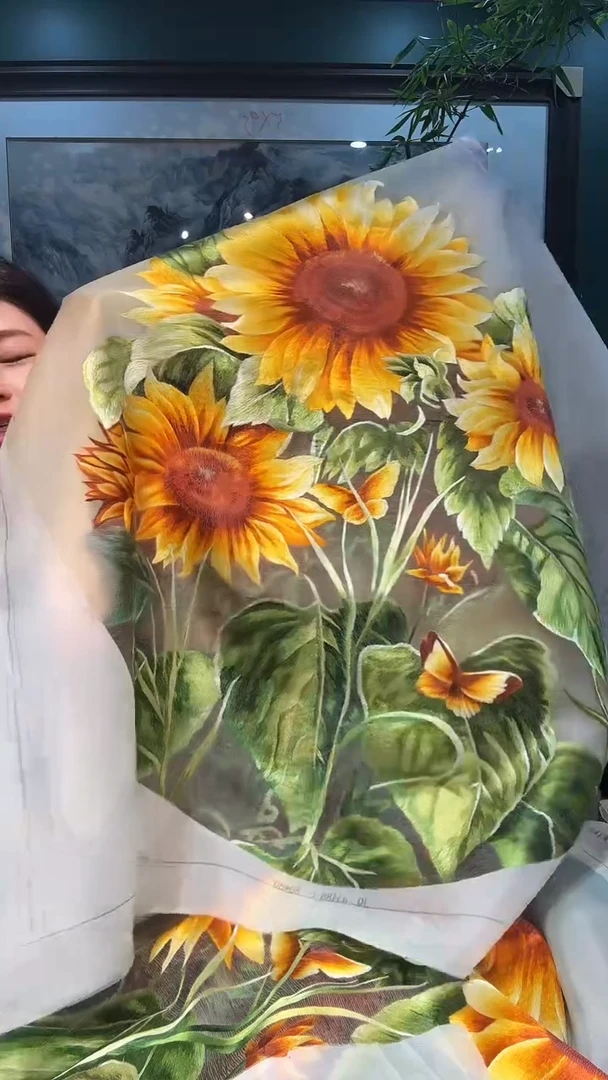 竖款非遗苏绣手工刺绣绣片