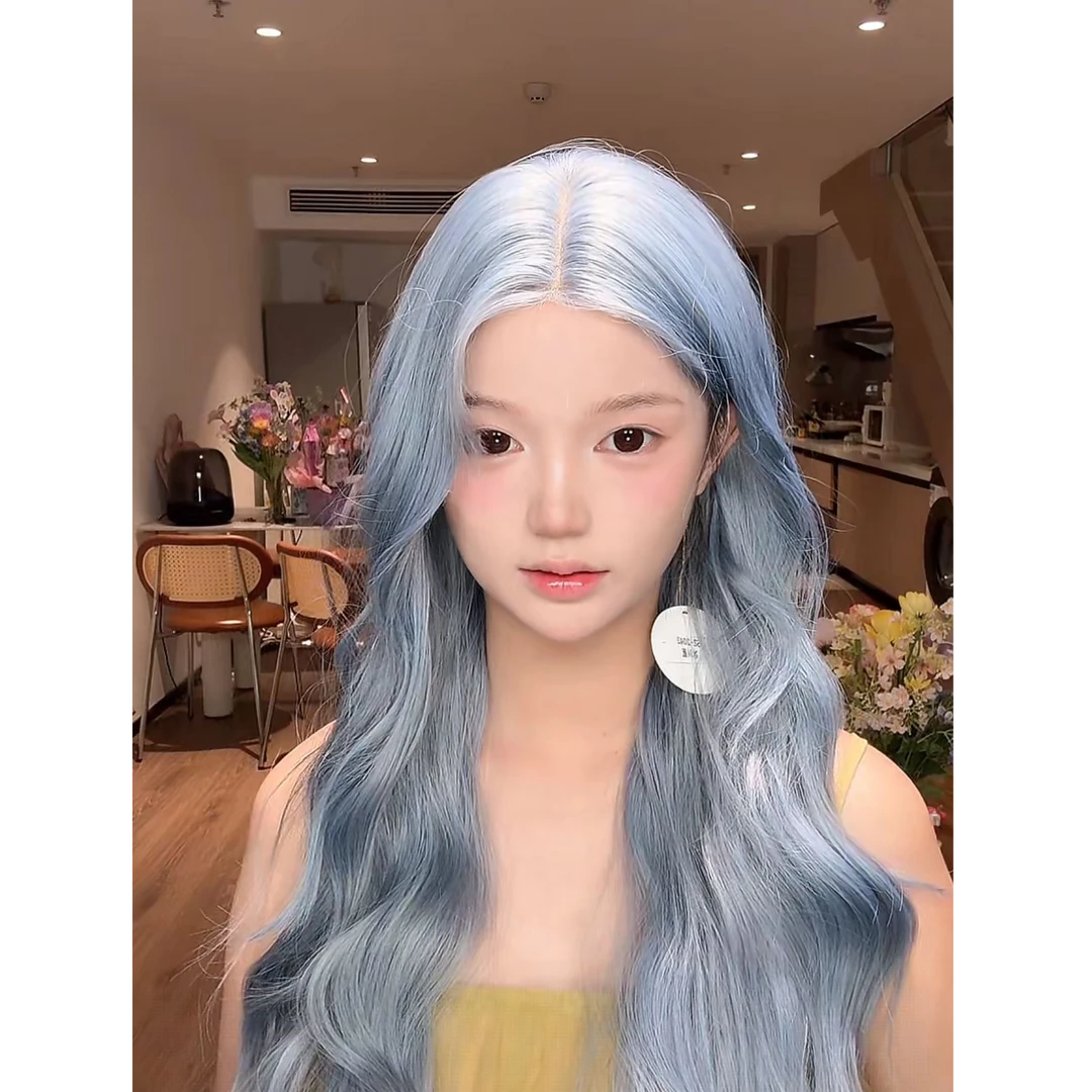 不带发网弹力网帽蓝色木马卷弹力网帽长卷发