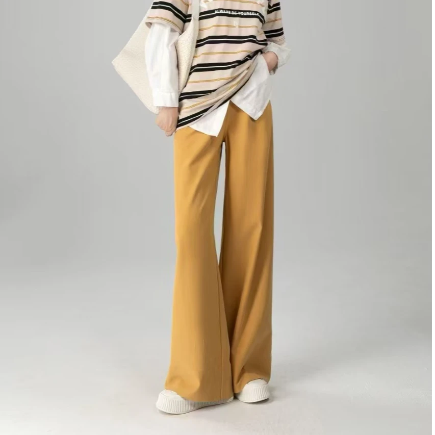 思妍 轻奢气质休闲裤 春季新款高腰百搭宽松显瘦休闲阔腿裤1506